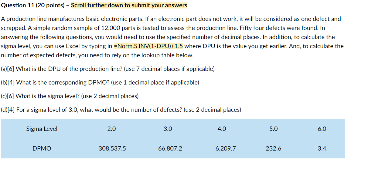 Question 11 (20 points) - Scroll further down to