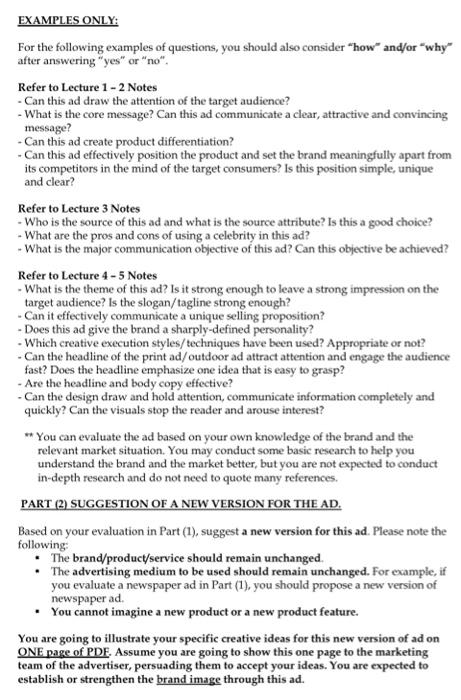 Guidelines Selecting a Specific Ad for Evaluation