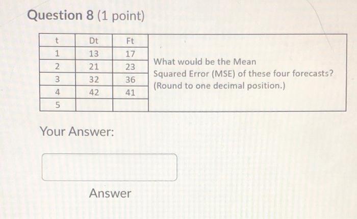 Question 3 (1 point) t DE Ft 1 10 2 32 What would