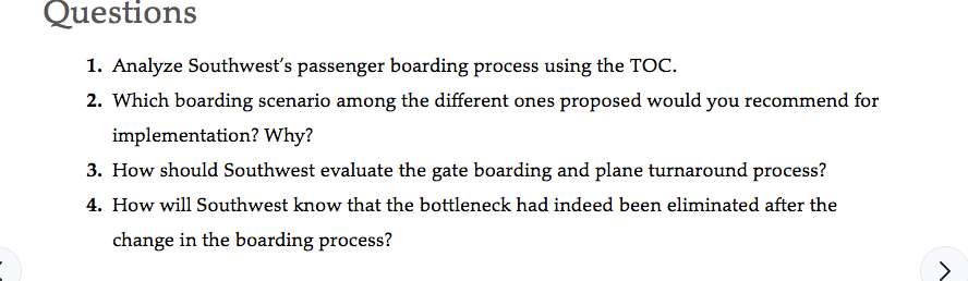 Questions 1. Analyze Southwest's passenger