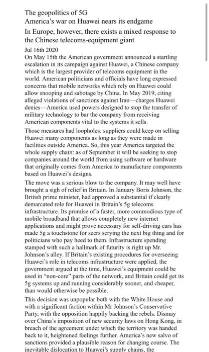 Why did the US ban Huawei from receiving American