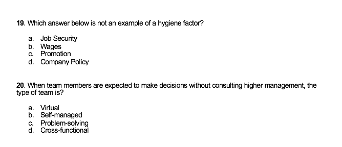 Please answer all 19. Which answer below is not