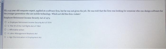 Eli, 42 year old computer expert, applied at a