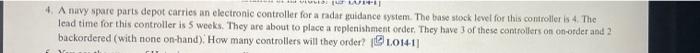 4. A nuvy spare parts depot carries an electronic
