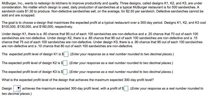 McBurger. Inwarts to redesign is kithens to