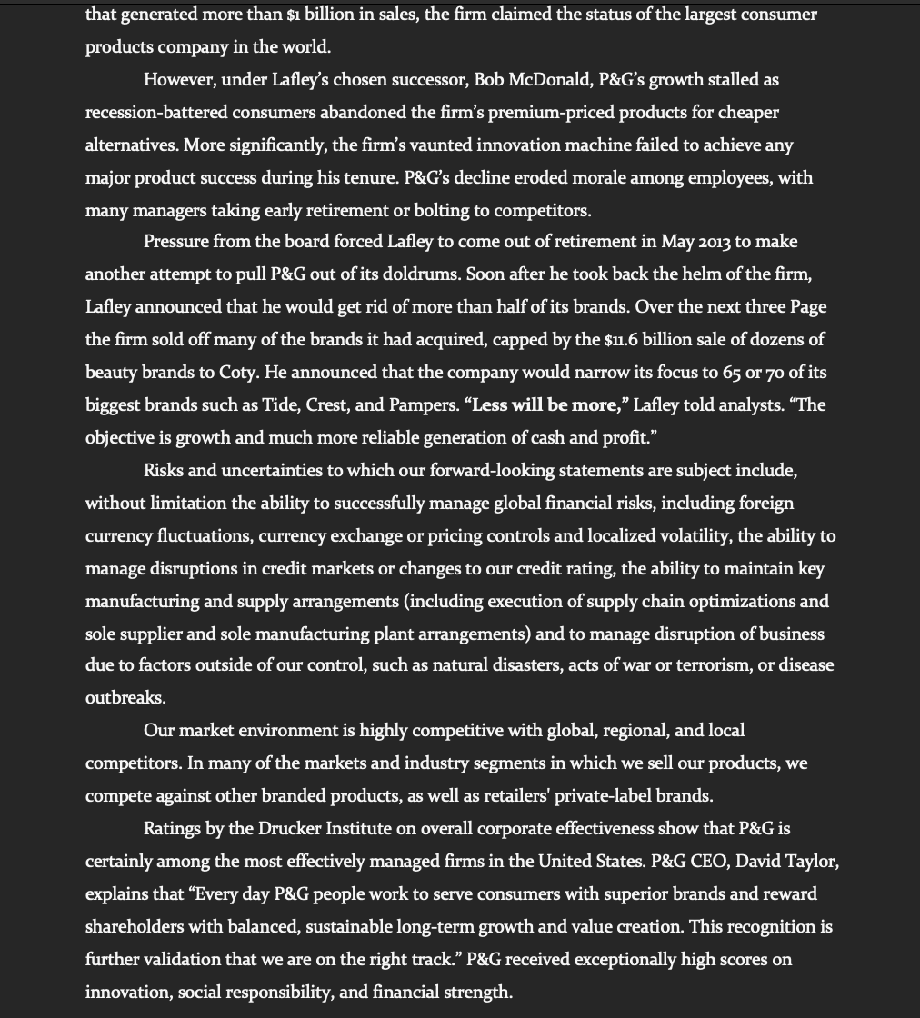 Procter and Gamble (P&G) Procter & Gamble, a