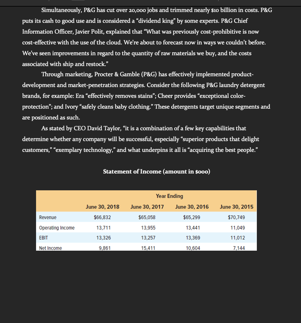 Procter and Gamble (P&G) Procter & Gamble, a