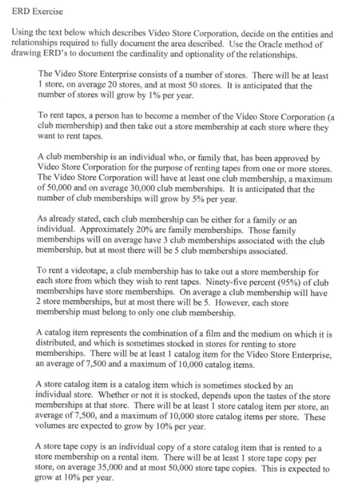 ERD Exercise Using the text below which describes