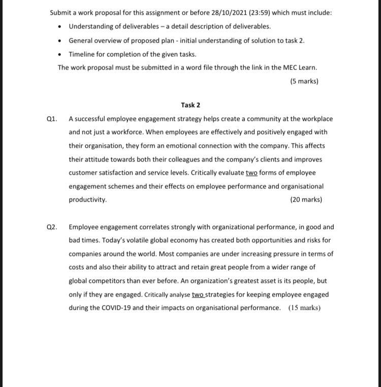 i need solution to task 1 i.e. proposal that will