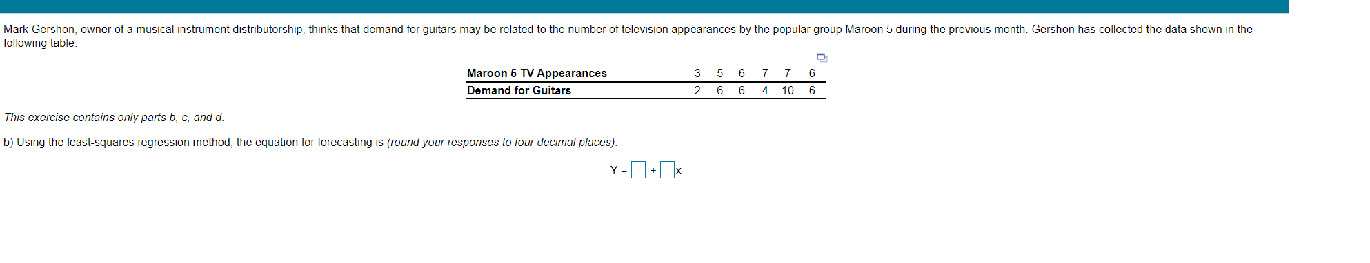 c.) The correlation coefficient (r) for this