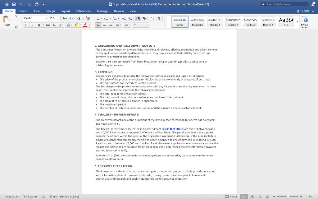AO U Topic 4 Individual Activity 2 (5%) Consumer