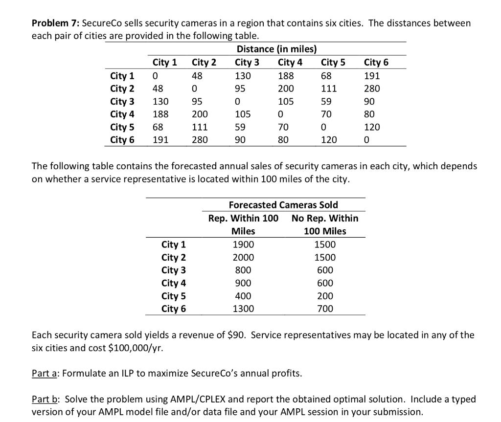Problem 7: SecureCo sells security cameras in a