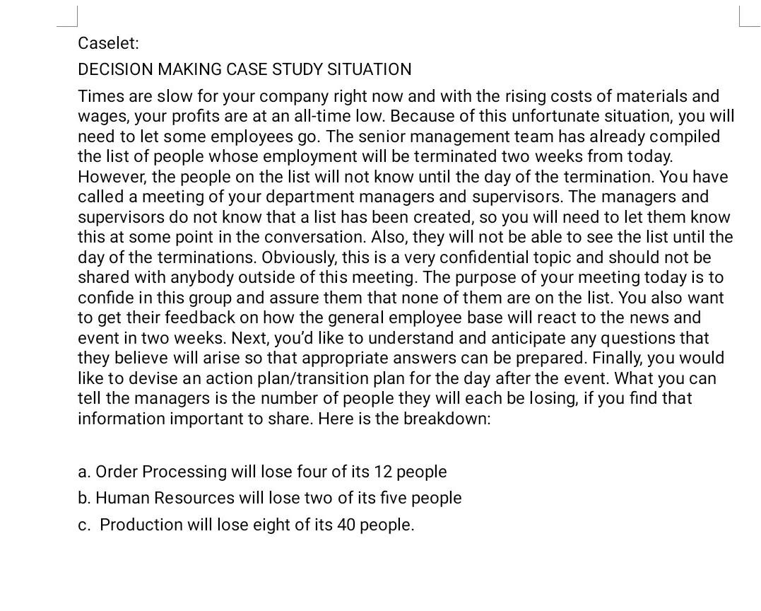 - How should the manager/supervisor handle the