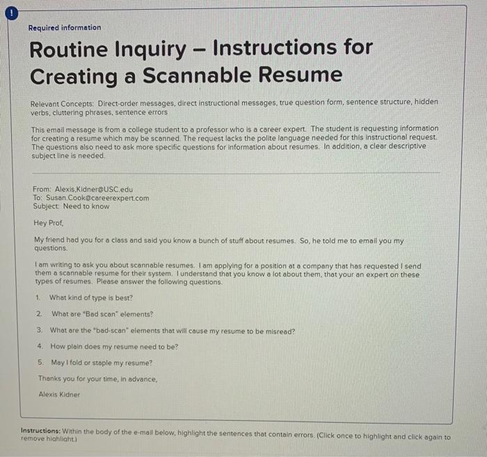 ! Required information - Routine Inquiry -