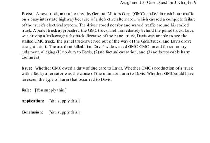 Business Law: I just need the rule, application