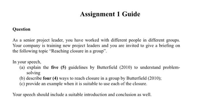 Assignment 1 Guide Question As a senior project