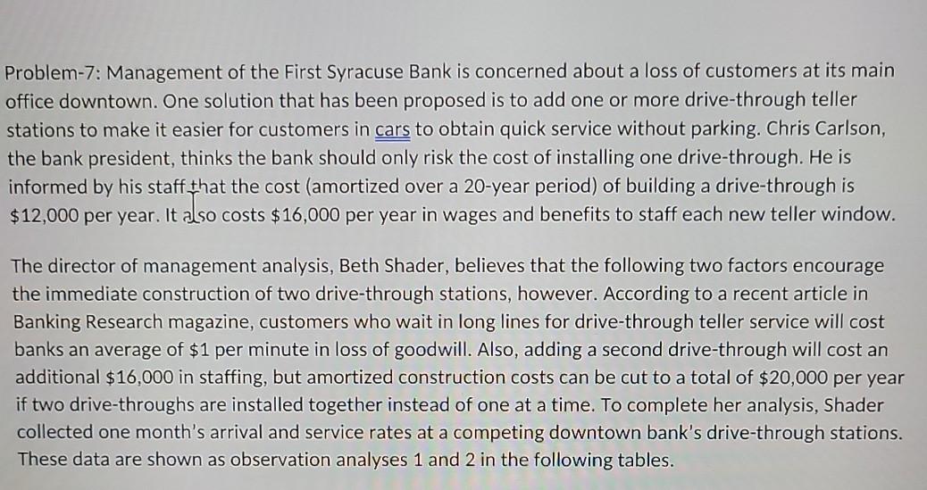 Problem-7: Management of the First Syracuse Bank