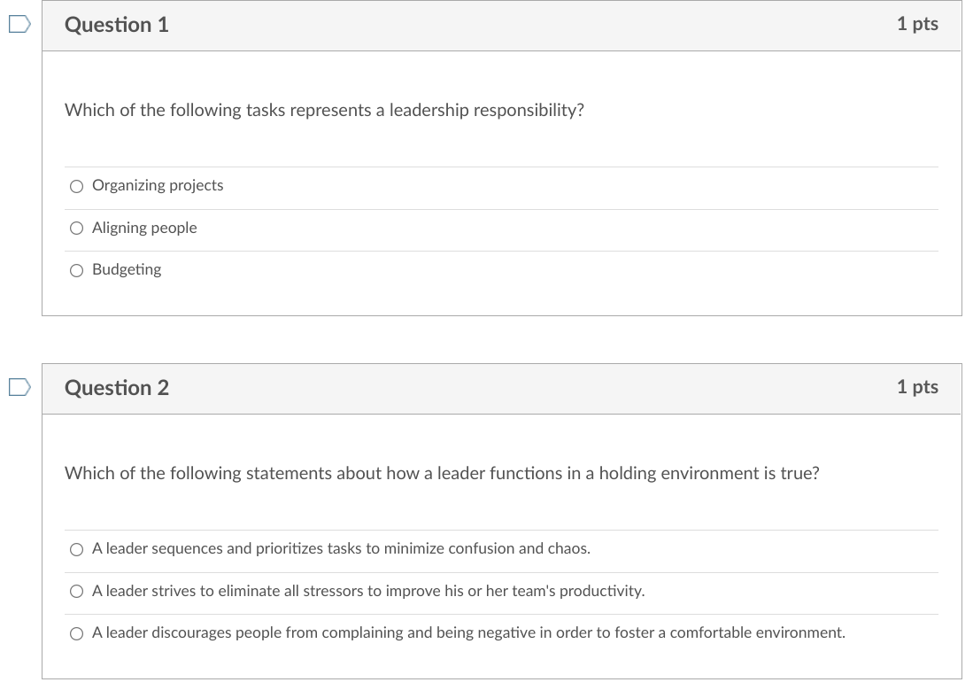 Question 1 1 pts Which of the following tasks