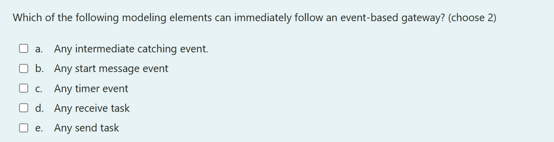 Which of the following modeling elements can