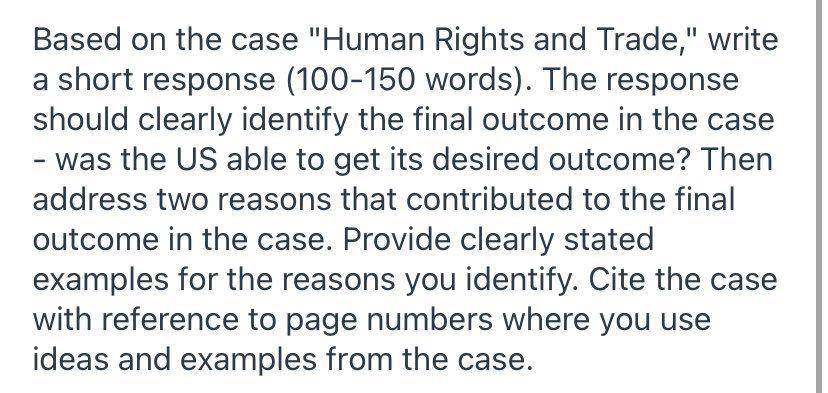 Based on the case "Human Rights and Trade," write
