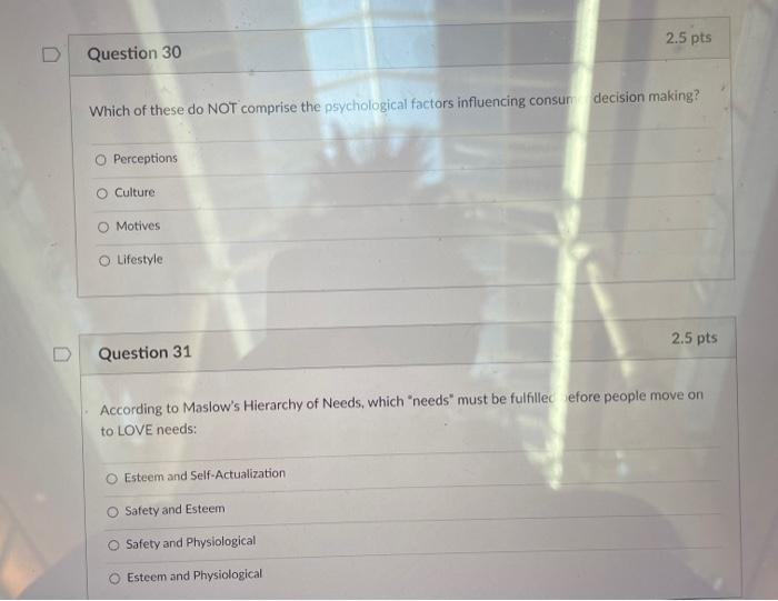 30,31 2.5 pts Question 30 Which of these do NOT