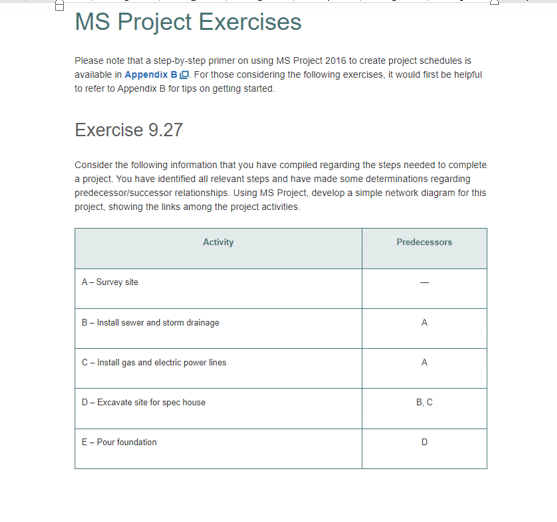 MS Project Exercises Please note that a