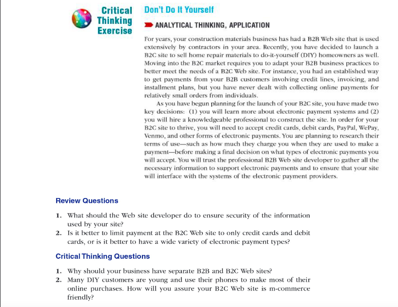 Critical Thinking Exercise Don't Do It Yourself