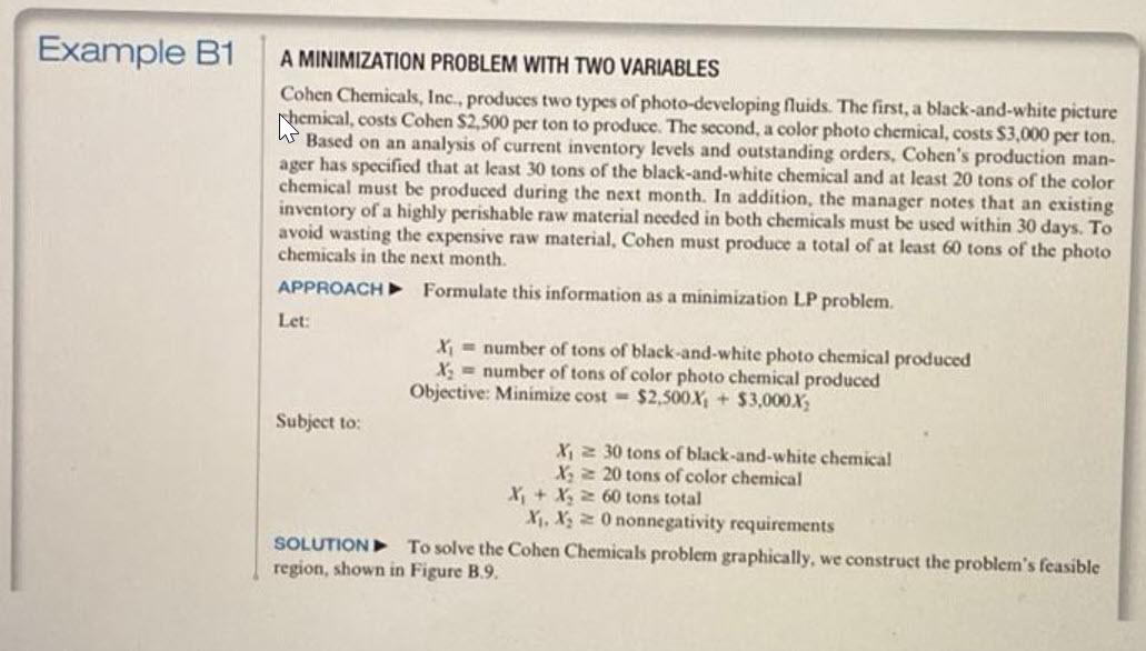 Formulate and solve Cohen Chemicals, Example B1