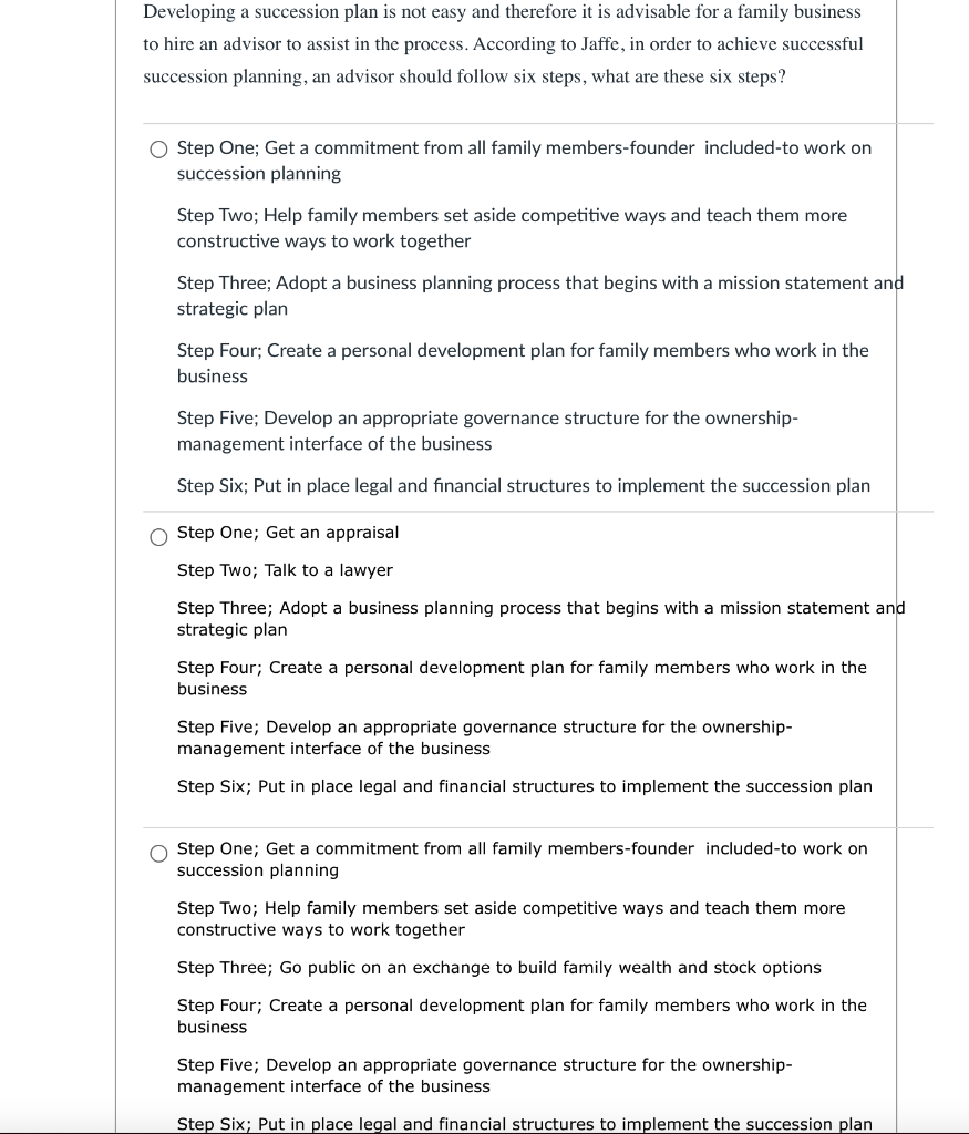 Developing a succession plan is not easy and