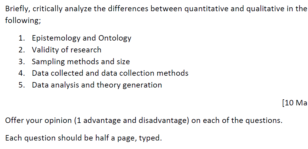 Briefly, critically analyze the differences