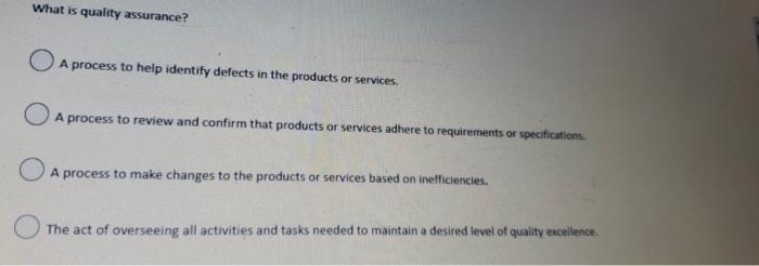 What is quality assurance? A process to help