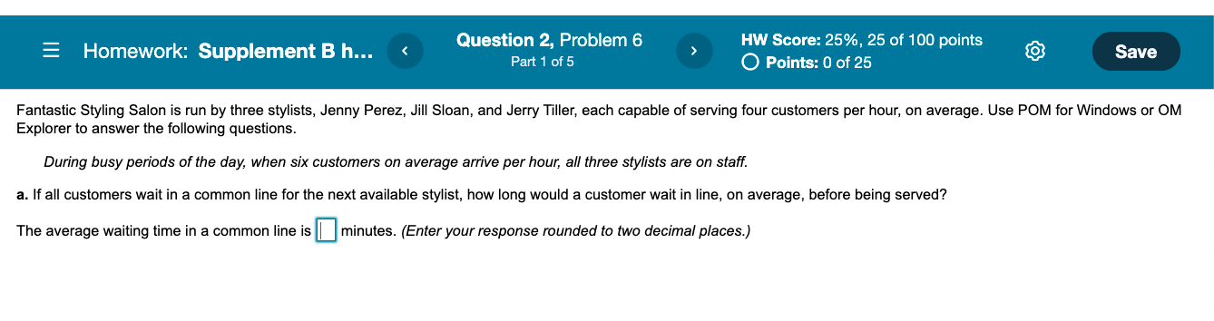 = Homework: Supplement B h... Question 2, Problem