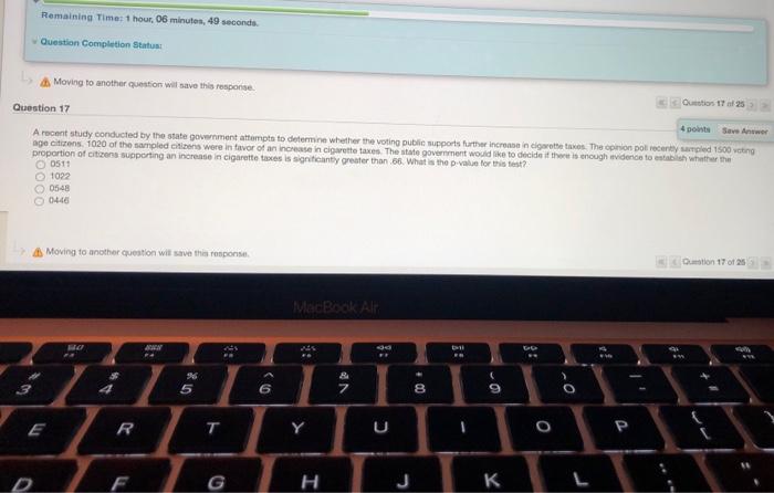 Remaining Time: 1 hour, 06 minutes, 49 second