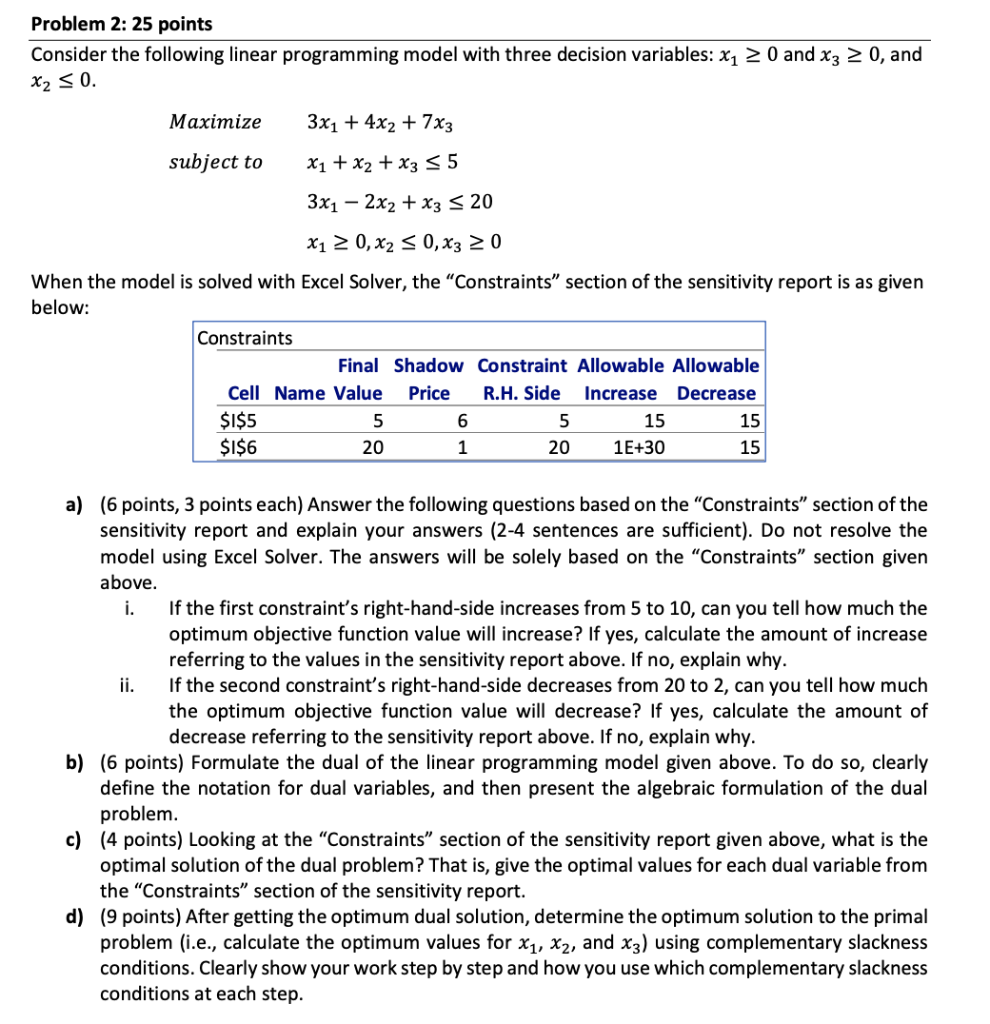 Problem 2: 25 points Consider the following