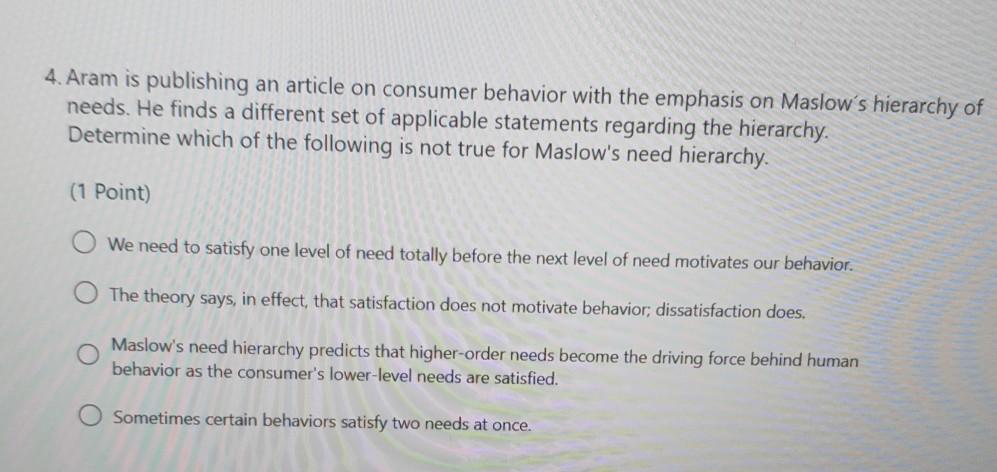 4. Aram is publishing an article on consumer