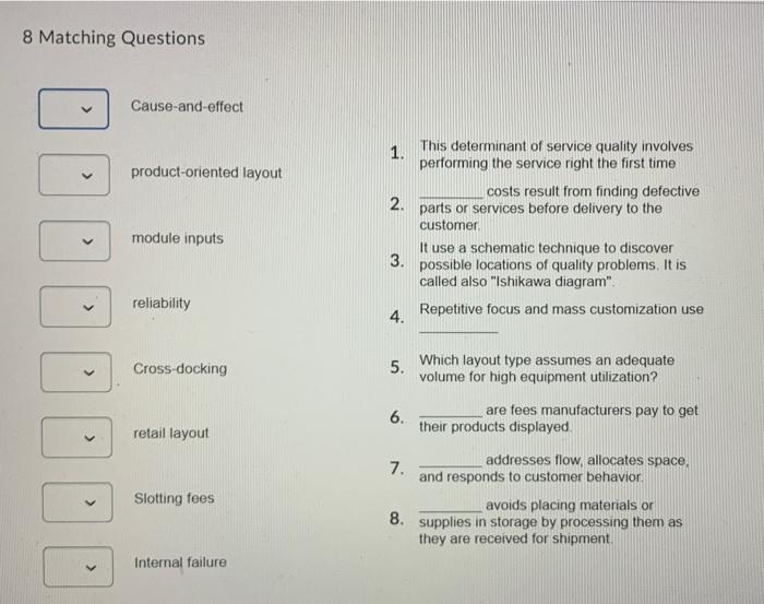 8 Matching Questions Cause-and-effect