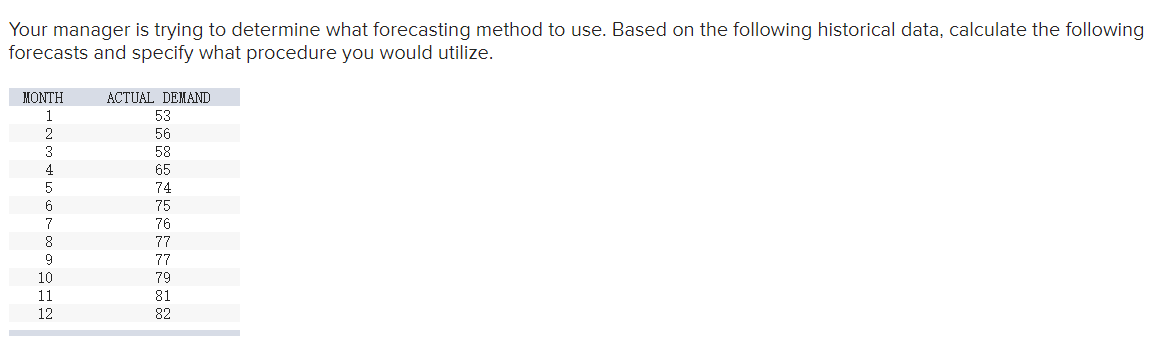 Your manager is trying to determine what