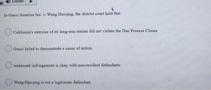 its urgent Listen In Gucci America Inc. v. Wang