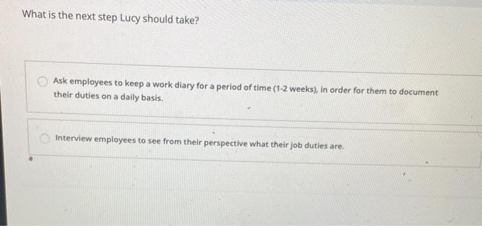 what is the next step lucy should take Hi Lucy,