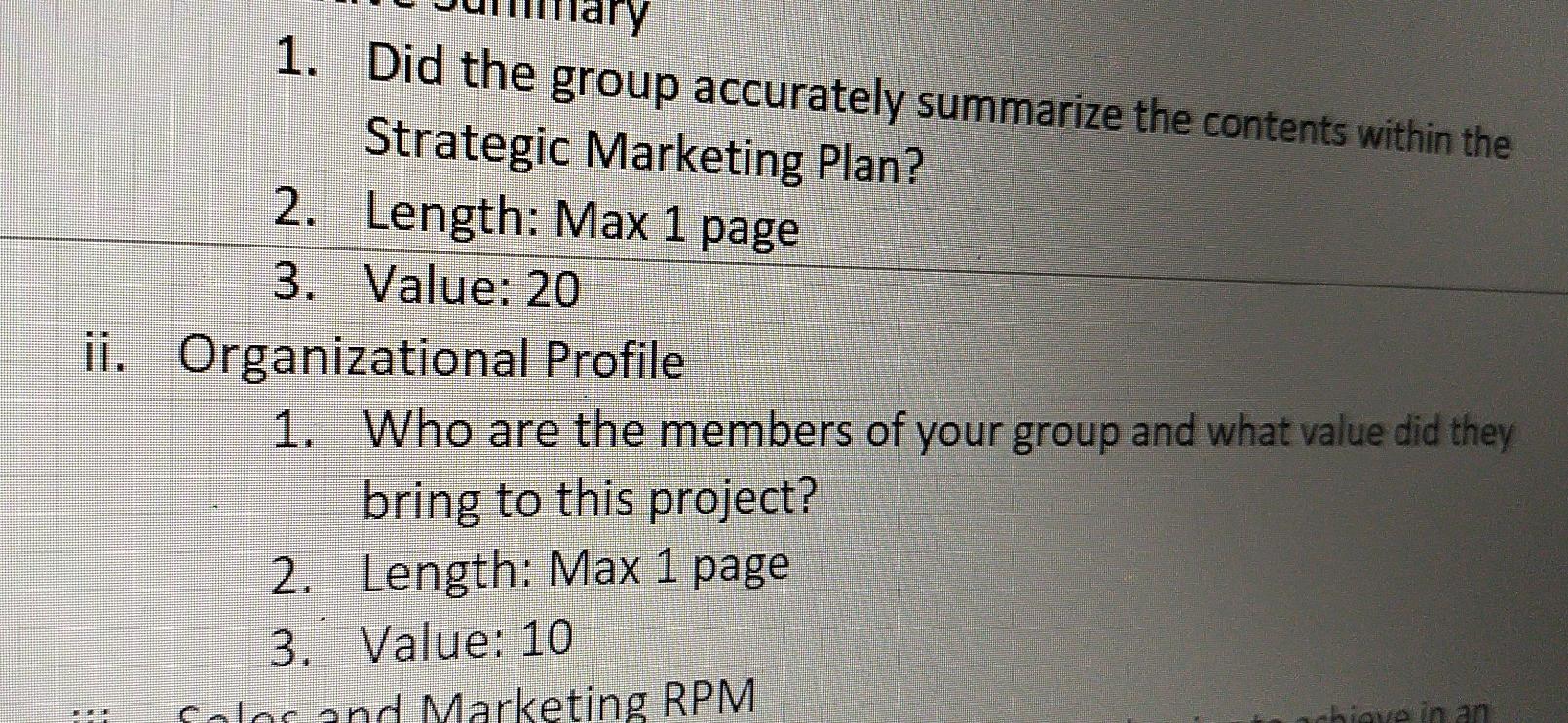 1. Did the group accurately summarize the