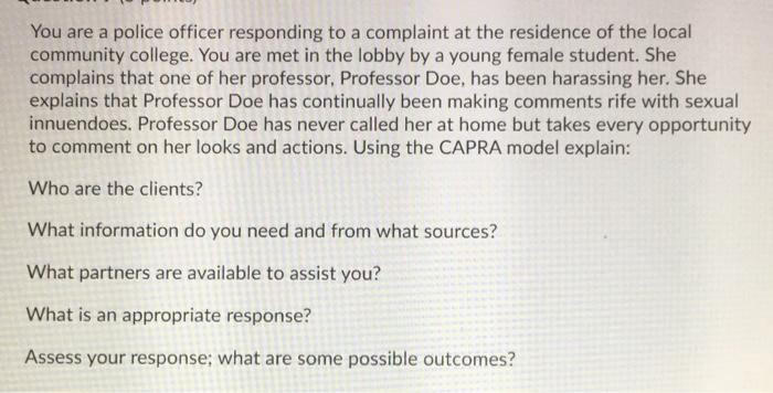 You are a police officer responding to a