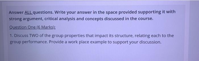 Answer ALL questions. Write your answer in the