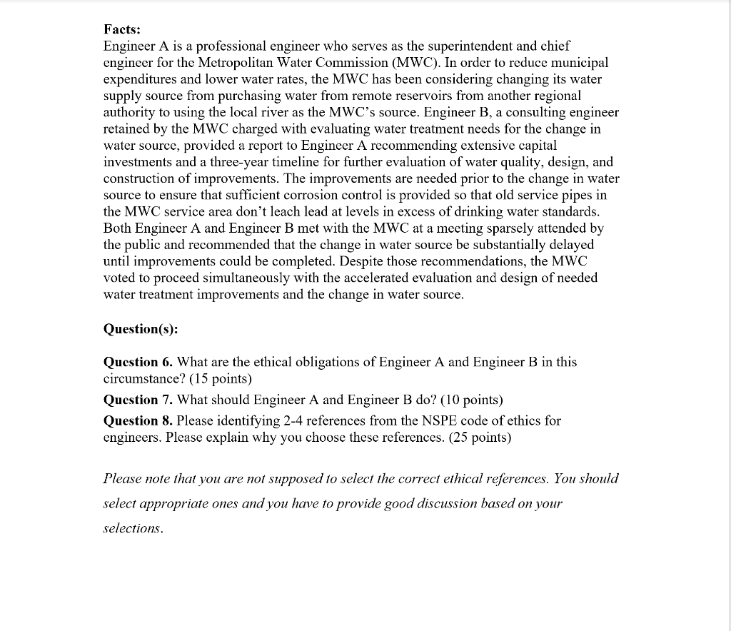 Facts: Engineer A is a professional engineer who