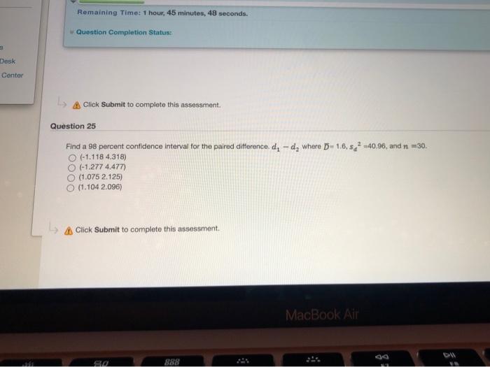 Remaining Time: 1 hour, 45 minutes, 48 seconds.