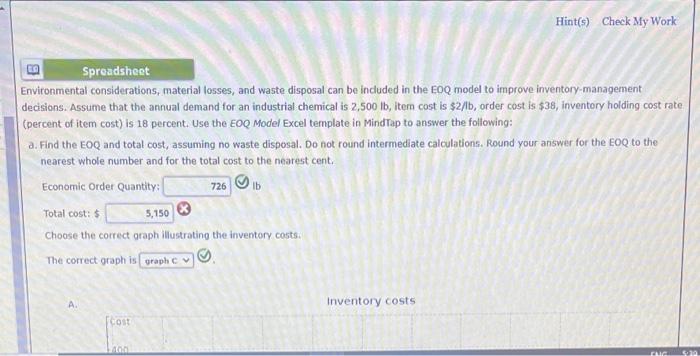 Hint(s) Check My Work LO Spreadsheet