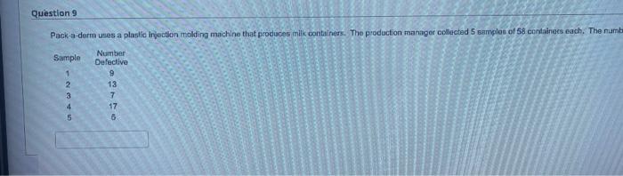 Question 9 Pack-a-dorm uses a plastic injection