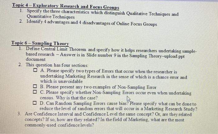 need short answer Topic 4 - Exploratory Research