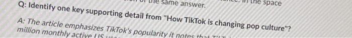 Same answer. space Q: Identify one key supporting