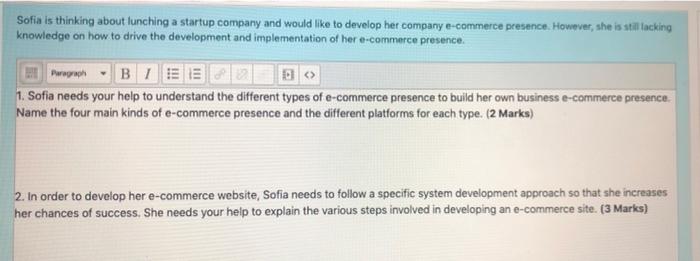 it's an E-Business Fundamentals course Sofia is