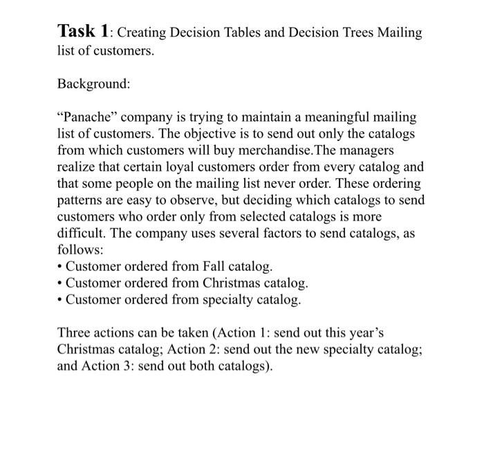 Task 1: Creating Decision Tables and Decision